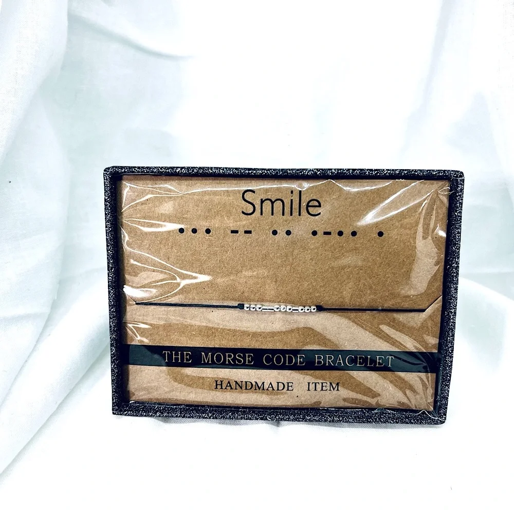 Smile Morse Code Minimalist Zen Earthy Buddha Spirit Gift Bracelet in Box S925